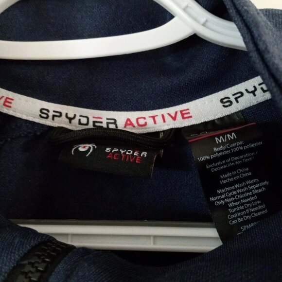 Spyder Active Proweb Full Zip Jacket Men's Blue Medium Pockets Logo - Picture 3 of 8